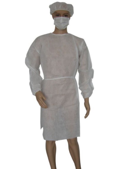 White Non Woven Plastic Disposable Isolation Gowns with Sleeves