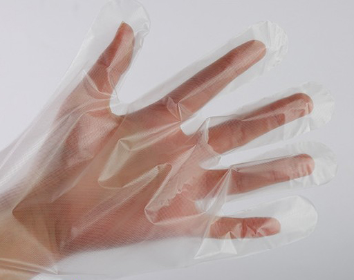 60cm High Density Clear Food Service Polythene Gloves.