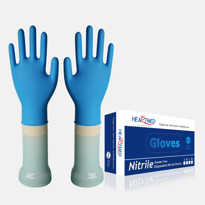 Biodegradable blue powder free disposable nitrile medical gloves from
