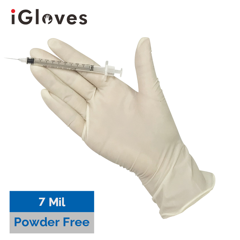 7 Mil Natural Rubber Latex Gloves Powder Free Wholesale iGloves